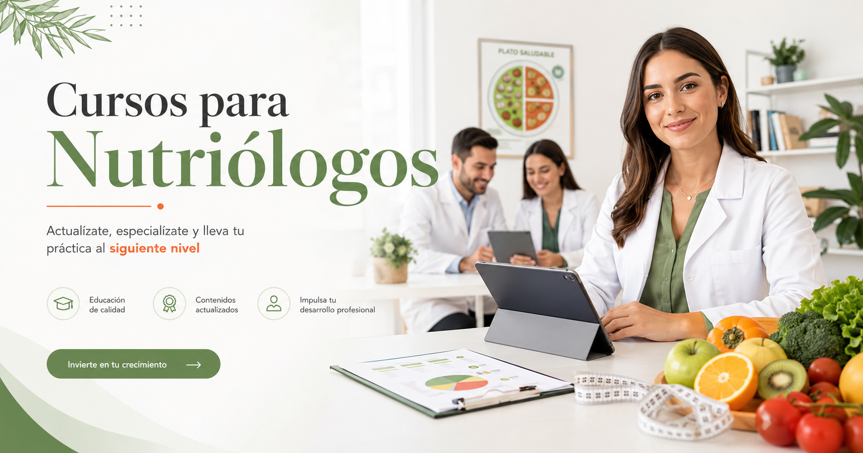 Cursos para Nutriólogos: actualízate, especialízate y lleva tu práctica al siguiente nivel. Educación de calidad, contenidos actualizados e impulso a tu desarrollo profesional.