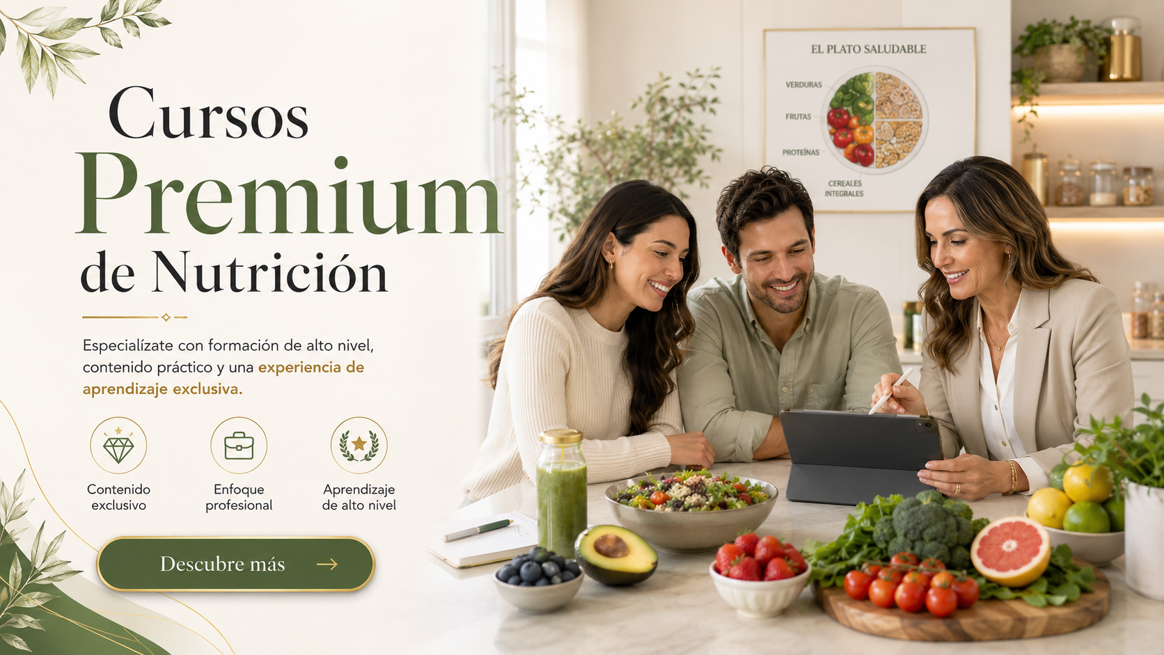 Cursos Premium de Nutrición: especialízate con formación de alto nivel, contenido práctico y una experiencia de aprendizaje exclusiva. Contenido exclusivo, enfoque profesional y aprendizaje de alto nivel.