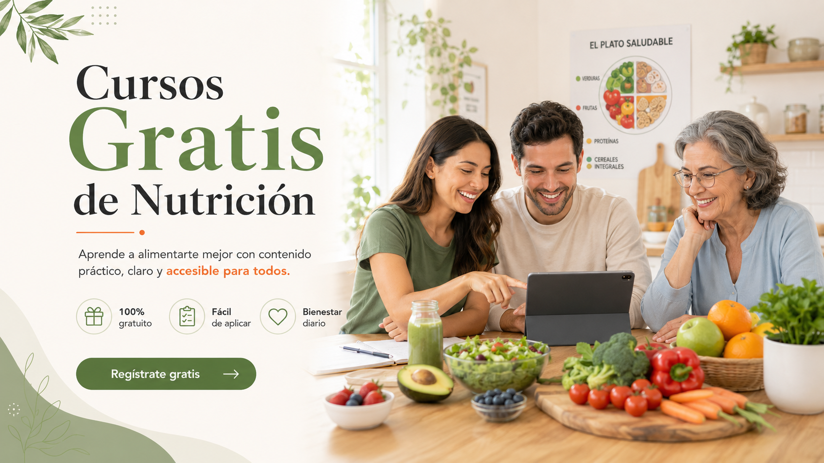 Cursos Gratis de Nutrición: aprende a alimentarte mejor con contenido práctico, claro y accesible para todos. 100% gratuito, fácil de aplicar y bienestar diario.